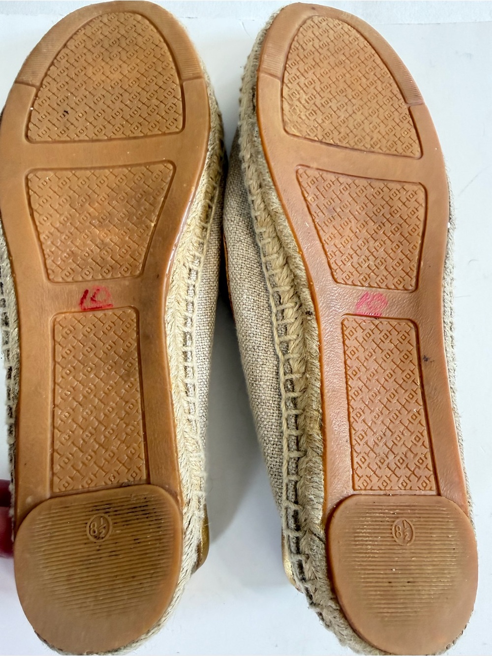 TORY BURCH Women's size 8.5 Espadrilles Gold Flats CACTUS CHILLE PEPPER Loafers - Picture 6 of 6